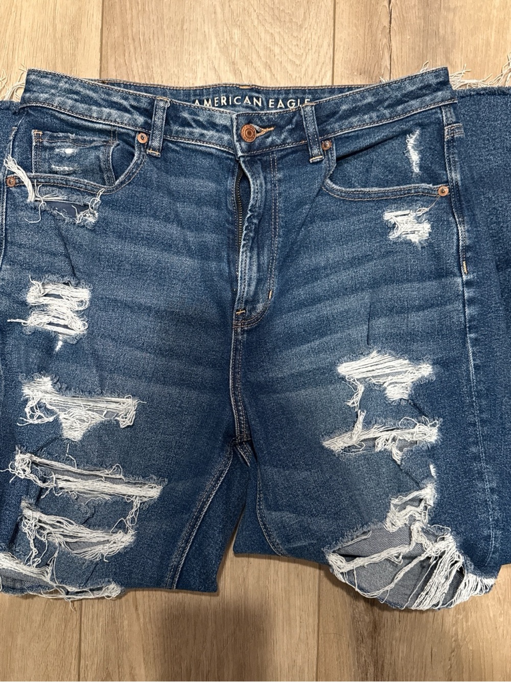 American Eagle Outfitters Ripped Dark Blue Denim Shorts